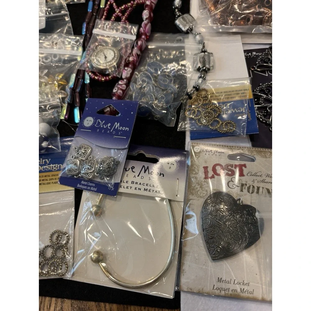 Lot Of New in Packages Jewelry Making Supplies Beads Watch Metal Velvet Beads
